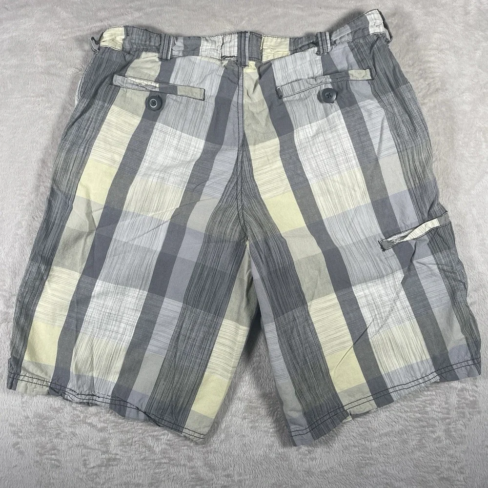 Vintage 90s OP Ocean Pacific Shorts 34 Men's Yellow/Gray Plaid Skater Grunge Y2K